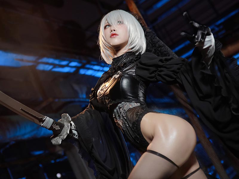 Cosplay 水淼aqua 黑色皮套白色蕾丝2b原版套图 55p 298mb 设计笔记